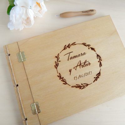 Libro de firmas boda con bolígrafo a juego personalizado