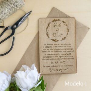 Invitaciones de boda de madera