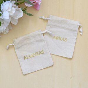 Bolsa de tela para guardar alianzas o arras boda