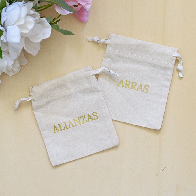 Bolsa de tela para guardar alianzas o arras boda