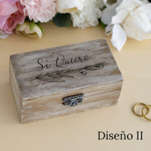 Caja alianzas madera rustica Si quiero Stock 3 Caja Alianzas Madera Si Quiero Acabado Vintage En Stock - Arorua Bodas